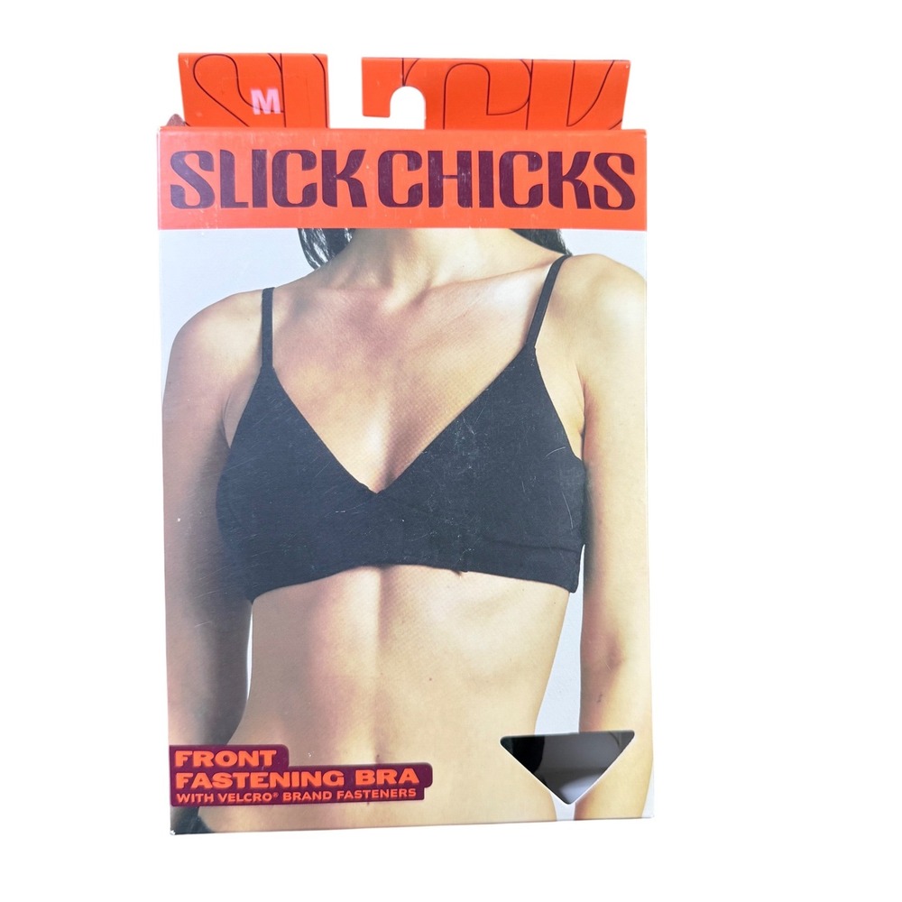 Slick Chicks Front Fastening Bra‎ Black Size M Adjustable Straps  Closure